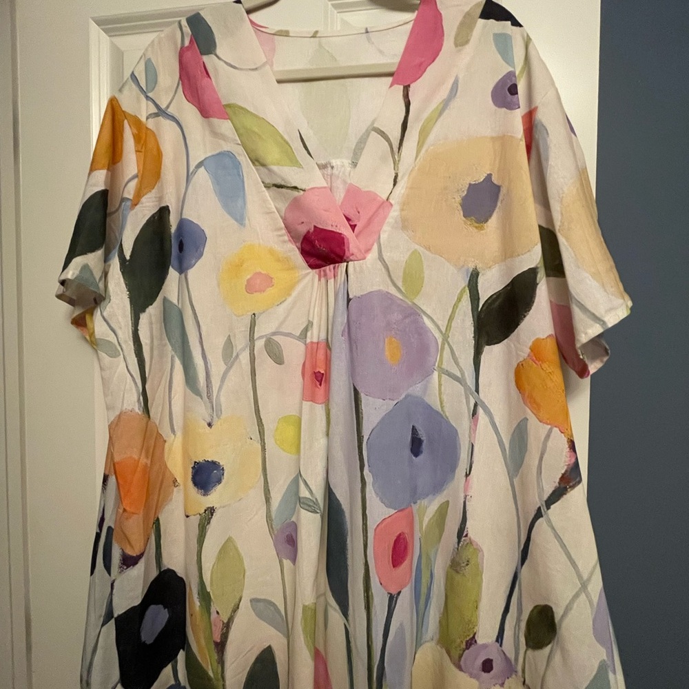 Women’s Plus Size V-Neck Floral Multicolor Dress 3X